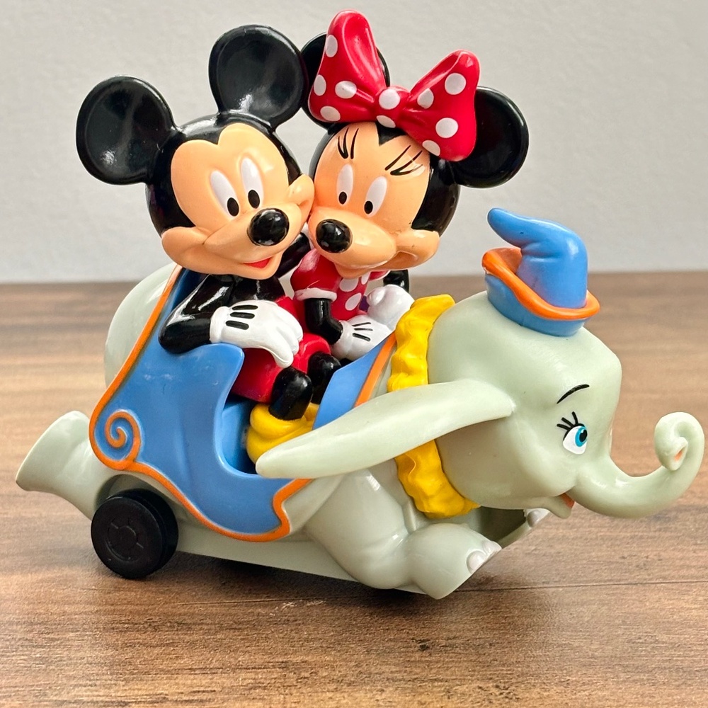 Disney Parks Exclusive Minnie & Mickey Mouse Dumbo Ride Car Pull Back Toy EUC